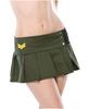 Army Pleated Mini Skirt Wstretch Waistband And Side Snaps Green Os