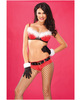 2 Pc Holiday Molded Lycra And Pvc Bra W/marabou And Booty Short Red Md