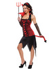 4 pc devil dress, sleeves, horns, and pitchfork blk/red s/m