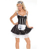 2 Pc Darque French Maid Dress W/attached Lace Crinoline Head Piece Black M/l