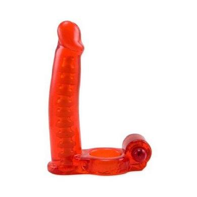 Double penetrator cockring - red