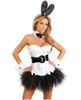 7 Pc Sexy Bunny Corsette, Pettiskirt, Thong, Removable Belt, Ears, Choker And Cuffs White Lg