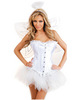 4 Pc Sexy Angel Corset, Pettiskirt, Thong, Wings And Halo White 2x