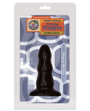Triple ripple butt plug  medium black