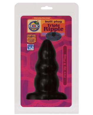 Triple ripple butt plug – large black
