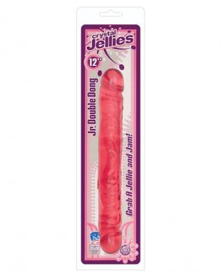 Crystal jelly jr. double dong 12in pink
