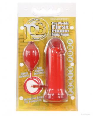 Pliable p3 penis pump - red