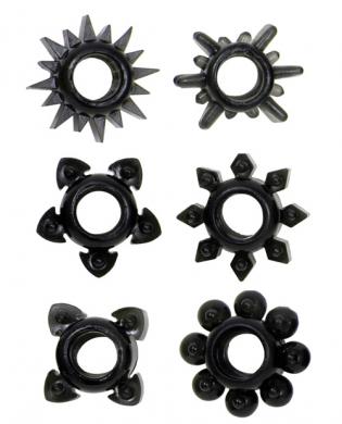 Tower of power cock rings – black pack of 6