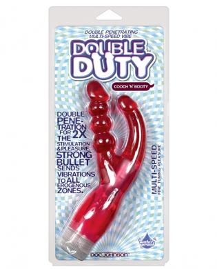 Double duty waterproof vibrator – red