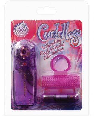 Cuddles vibrating cockring and clit bumper – purple
