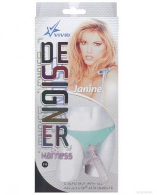 Janine’s designer harness clear jelly 9in dong with bal