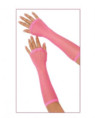 Long fishnet gloves – fuschia