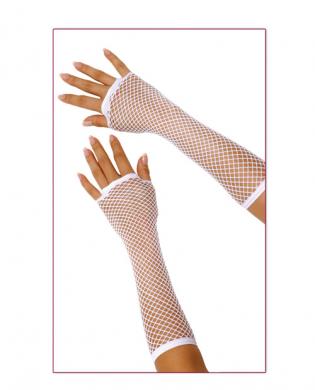 Long fishnet gloves – white