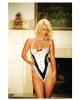 1pc satin tuxedo teddy wlace trim whiteblack os