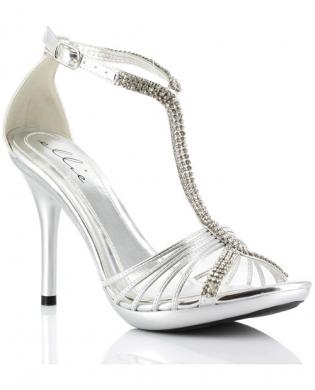 Ellie shoes majestic 4in strappy open toe w/crystals silver nine