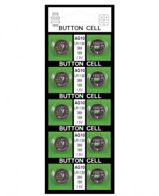 Button Batteries AG10 card of 10