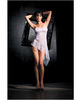 Asymmetrical Stretch Mesh Babydoll And G string White Os