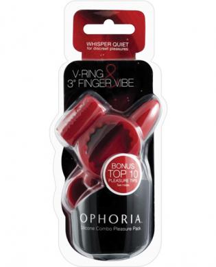 Ophoria v-ring and finger vibe combo – red/red