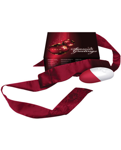 Lelo holiday promo, siri/intima silk blindfold set - red