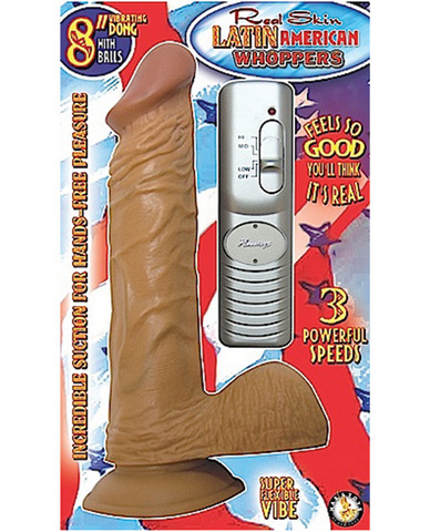 Real skin vibrating latin american whoppers w/balls  8in
