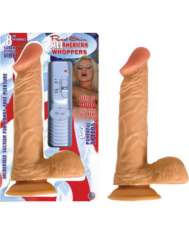 All American Whopper - 8 Vibrating W/Balls Flesh