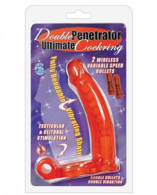 Double penetrator ultimate cockring – red