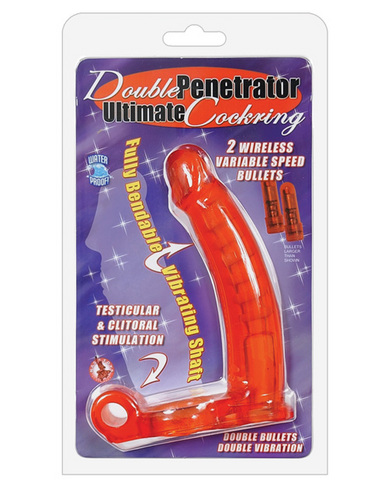 Double penetrator ultimate cockring - red