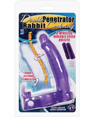 Double penetrator rabbit cockring – purple