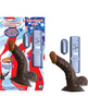 Real skin afro american whoppers 5in vibrating dong w/balls - brown