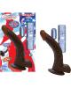 Real skin afro american whoppers 8in vibrating dong w/balls - brown