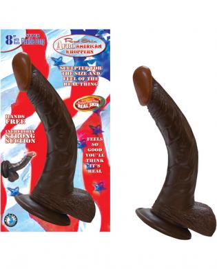 Real skin afro american whoppers 8in w/balls – brown