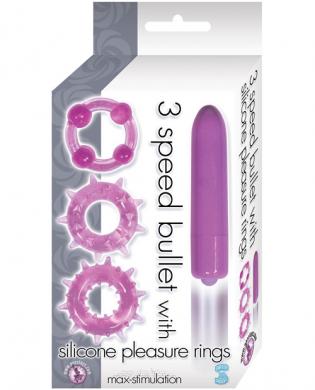 3 speed bullet w/silicone pleasure rings – lavender