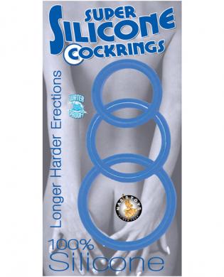 Super silicone cock rings waterproof – 3 sizes blue