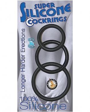 Super silicone cock rings waterproof – 3 sizes black