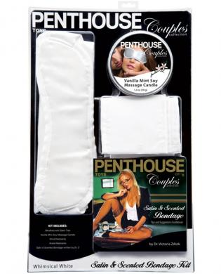 Penthouse couples satin and scented bondage kit – white