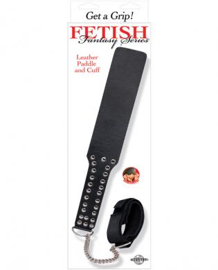 Fetish fantasy series leather paddle and cuff