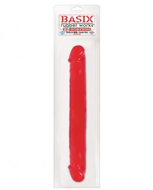 Basix 12in jelly double dong – red