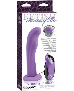 Fetish fantasy elite vibrating 6in slim dildo w/mask – purple