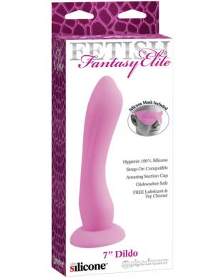 Fetish fantasy elite 7in curved dildo w/mask – pink