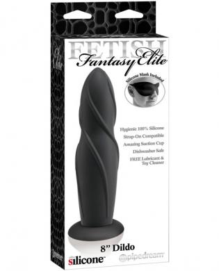 Fetish fantasy elite 8in swirl dildo w/mask  black