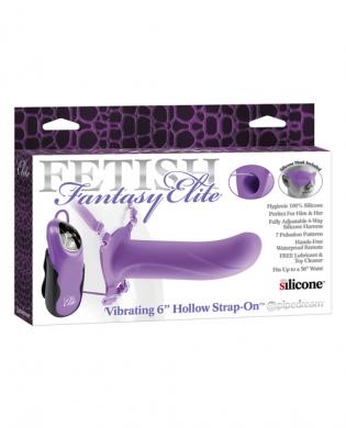 Fetish fantasy elite vibrating 6in hollow strap on w/mask – purple