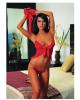 Babydoll and thong wlace trim and fingerless gloves red o