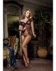 Stretch mesh babydoll w/puff sleeves and thong black o/s