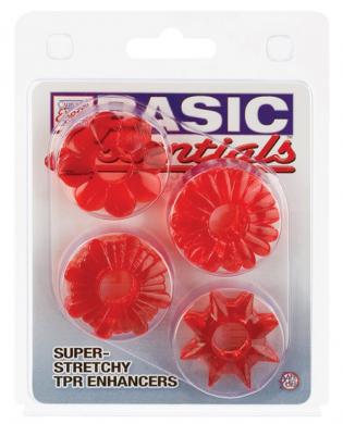 Basic essentials set of 4 rings – red