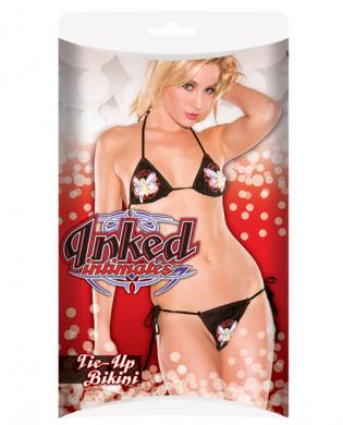 Inked intimates tie up bikini black o/s