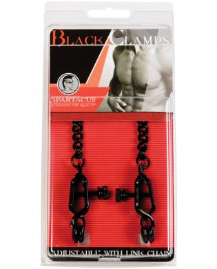 Adjustable alligator nipple clamps w/black chain