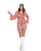 3 Pc Free Love Microfiber Dress, Ribbon Headband, Flower Choker Purple 3x/4x