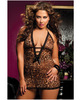  Mesh Chemise Halter Tie Wplunging V neck And Thong Leopard Qn