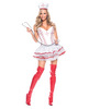 3 Pc Home Care Nurse Bustier W/attached Skirt, Hat And Stethoscope White 1x/2x