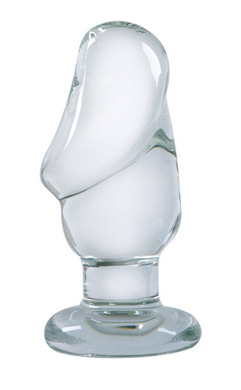 Helmet Head, Large Glass Butt Plug, Clear
